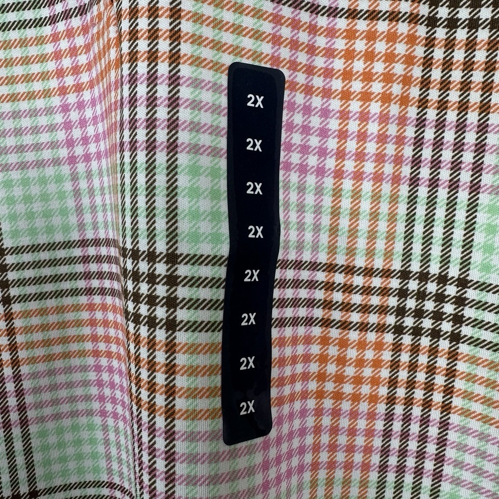Lands' End Women's 2X Knit Short Sleeve Checker Supima Polo Shirt Top Multi NEW - Picture 10 of 11